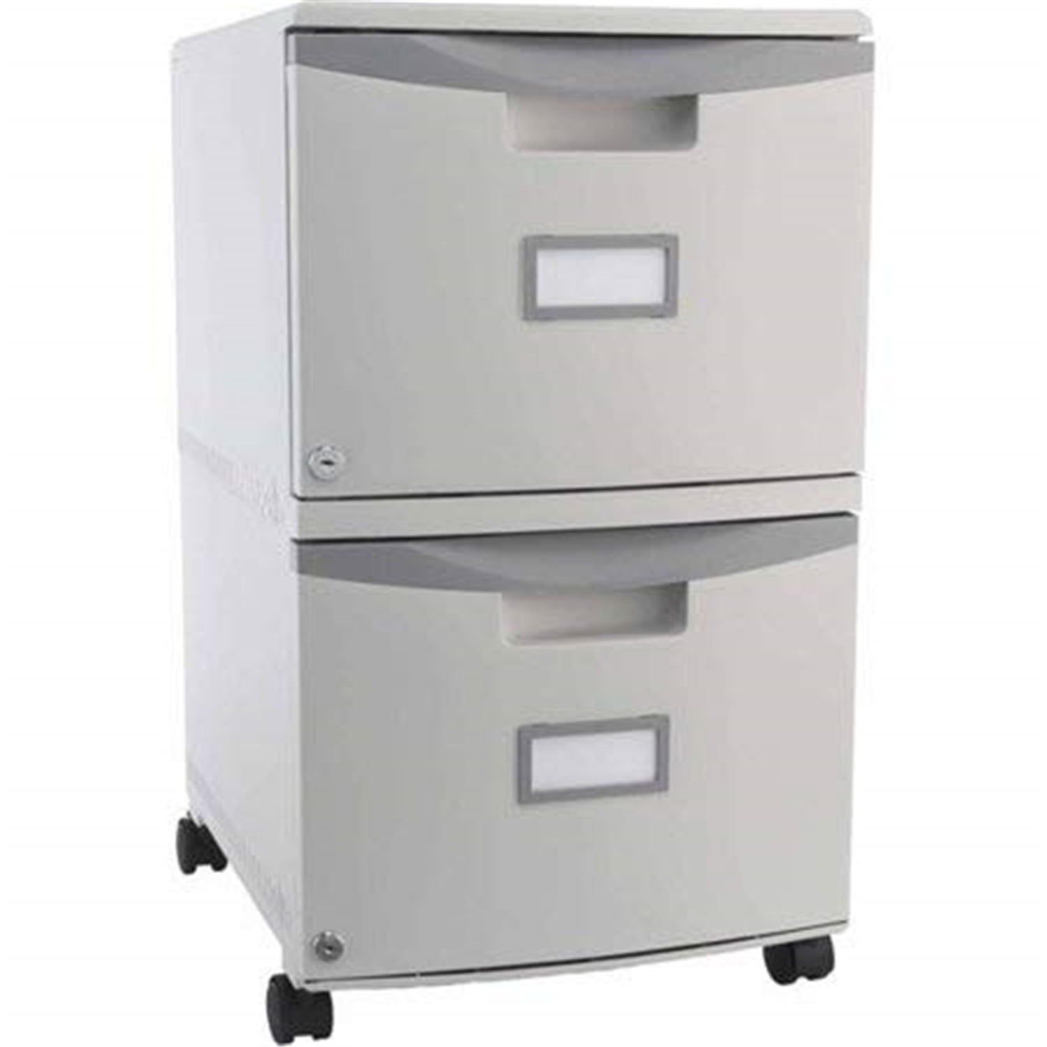 Gray Plastic 2-Drawer Mobile Lockable File Cabinet