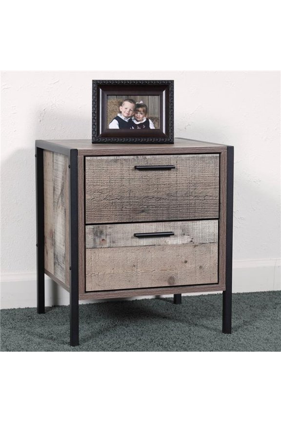 Two Drawer Night Stand with Metal Frame & Legs