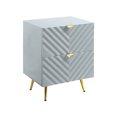 thumbnail image 1 of Two - Drawer Nightstand in Gray Gloss Finish | Serves as a Bedroom Keepsake Storage | Enhances Room's Sophistication, 1 of 3