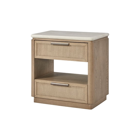 Two Drawer Nightstand with Rope Drawer Fronts