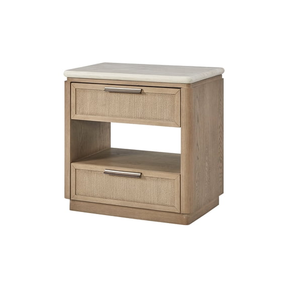 Two Drawer Nightstand with Rope Drawer Fronts