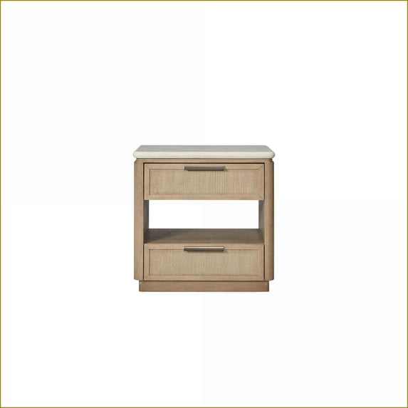 Two Drawer Rope Front Nightstand with USB Charging Port