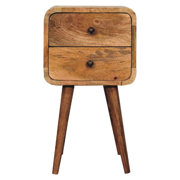 Two Drawer Storage - Mango Wood Stand - Bedside Function - Keeps Essentials Near