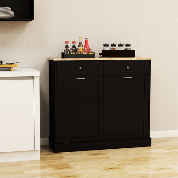 Two Drawers & Hidden Bin - Accommodates Microwave Ovens