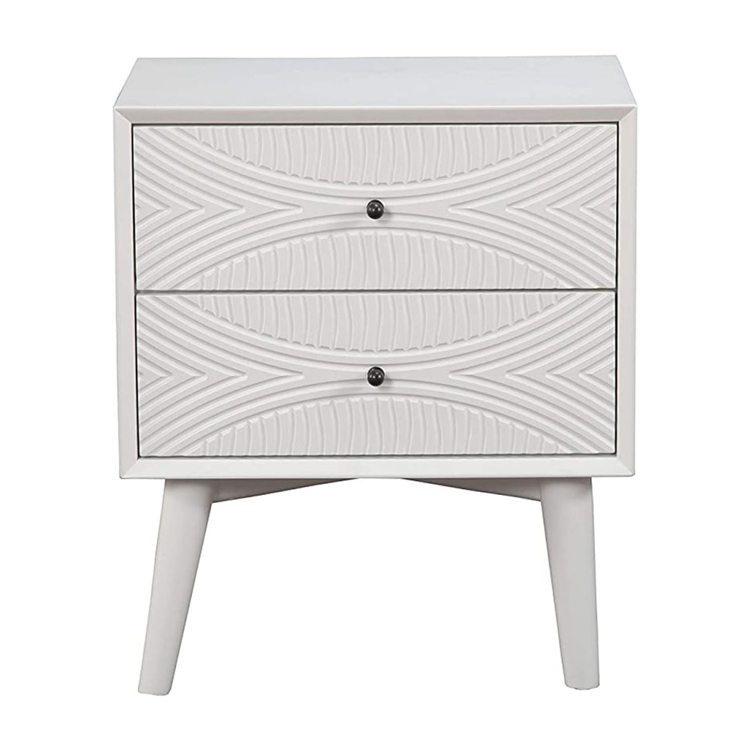 Transitional White Mahogany 2-Drawer Nightstand, 22" W x 26" H