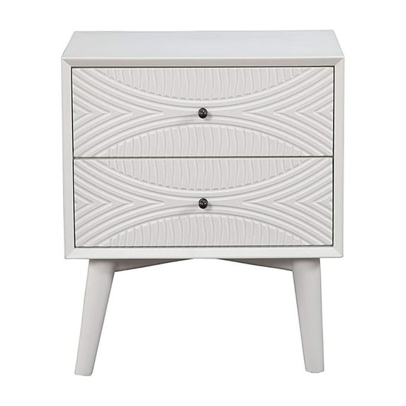 Two Drawers Mahogany Wood Nightstand with Tapered Legs White - Saltoro Sherpi