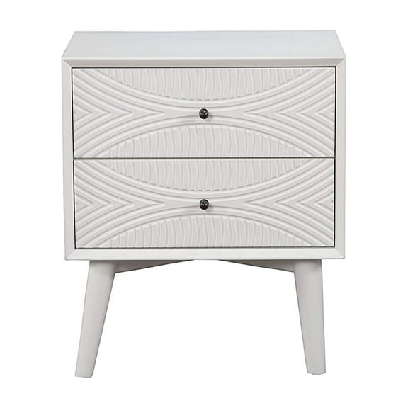 Two Drawers Mahogany Wood Nightstand with Tapered Legs White - Saltoro Sherpi