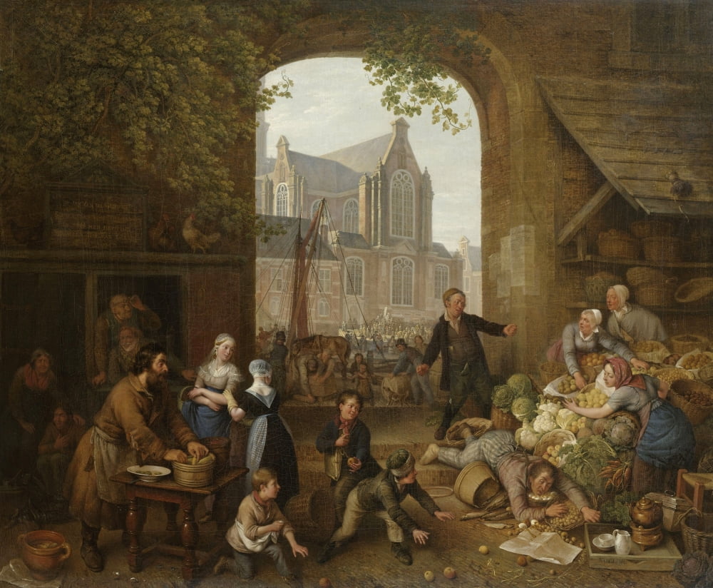 Two Drunkards At The Market Near The Westerkerk In Amsterdam Canvas Art - (36 x 24)