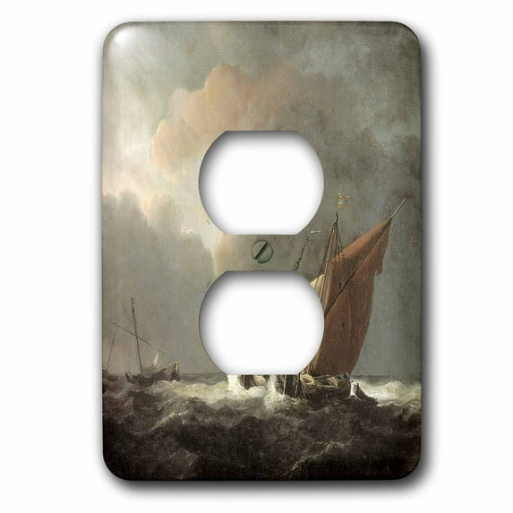3dRose, Two Dutch Vessels Close Hauled in a Strong Breeze by Willem Van De Velde the Younger, 2 plug outlet cover
