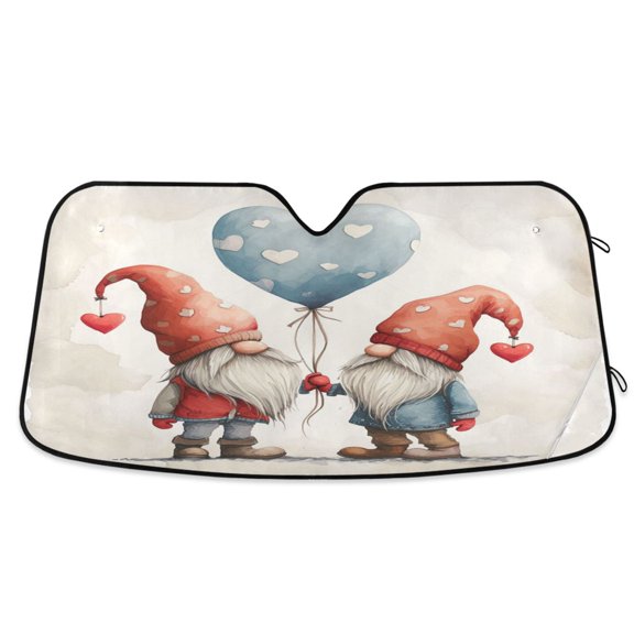 Two Dwarf and Balloon Car Windshield Sun Shade Foldable Car Front Window Visor Heat and UV Protection 53x23.5