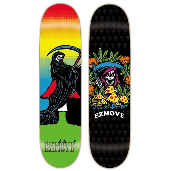 Two EZMOVE 7-Ply Graphic Skateboard Decks 8.25" | Mid-Concave | Double-Kick