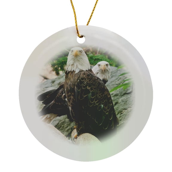 3drose, Two Eagles, Circle Porcelain Ornament