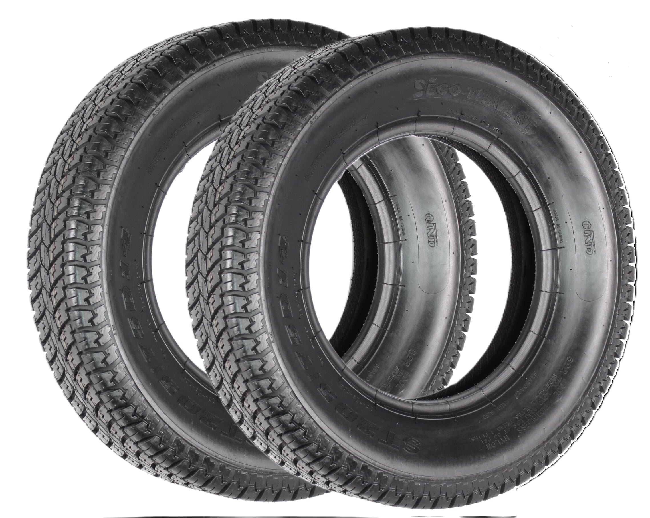 Two Eco Trail ST205/75D14 Trailer Tires Bias Ply Load Range C 1760# 205 ...