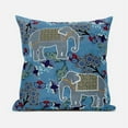 thumbnail image 1 of Two Elephants Throw Pillow with Removable Cover in Blue White 18x18, 1 of 1
