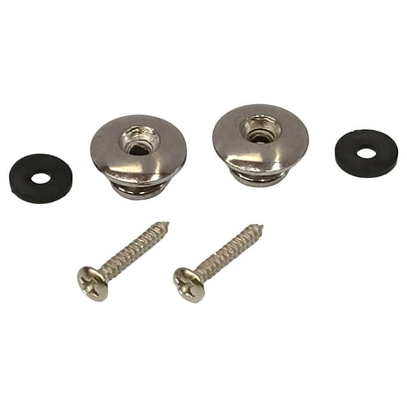 Two End Pin Black Acoustic Electric Guitar Strap Buttons With Screws Pads 14mm