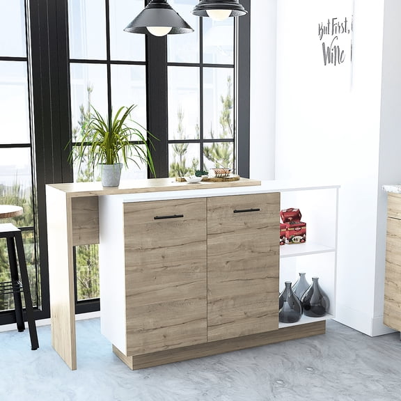 Two External Shelves | Modern Kitchen Island for Kitchen Organization