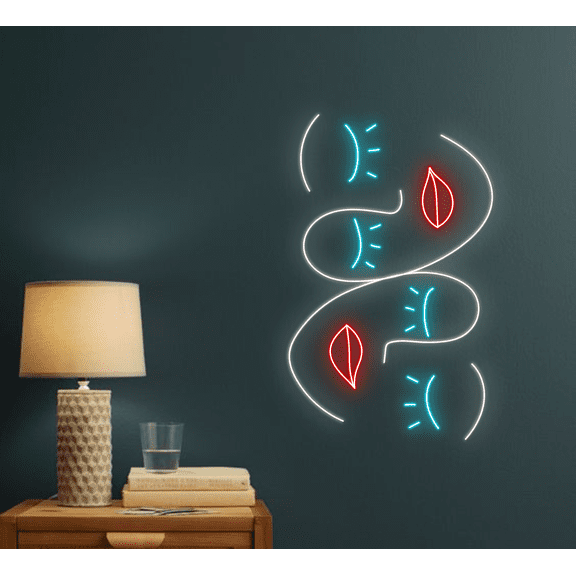 Two Face Neon Signs, Abstract Art Wall Decor