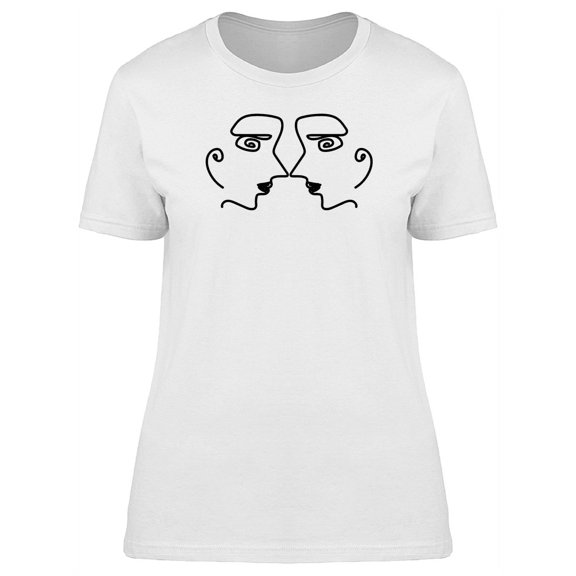 Two Faces in Line Art Women's White T-shirt