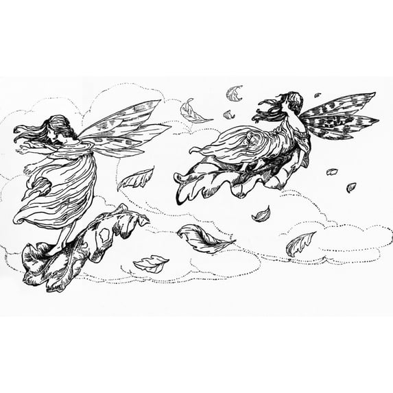 Two Fairies With Autumn Leaves Poster Print By Mary Evans Picture Librarypeter & Dawn Cope Collection