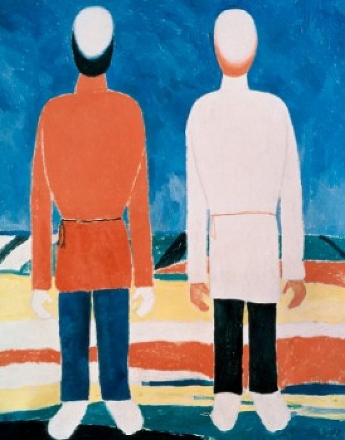 Two Farmers 1928-32 Kasimir Malevich (1878-1935 Russian) Oil on canvas Russian State Museum St Petersburg Russia Canvas Art - Kasimir Malevich (24 x 36)