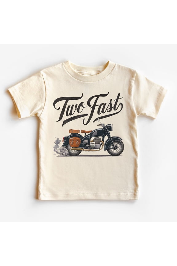 Two Fast Touring Cruiser Motorcycle Toddler Birthday Shirt Boys 2Nd Birthday Retro Biker Themed Outfit Boho Kids & Youth Shirts TODDLER SHORT SLEEVE TEE BELLA CANVAS 3001T
