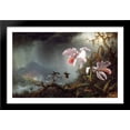 thumbnail image 1 of Two Fighting Hummingbirds with Two Orchids 40x26 Large Black Wood Framed Print Art by Martin Johnson Heade, 1 of 2