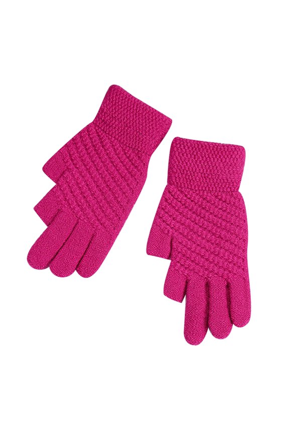 Two Finger Convertible Touch Screen Knit Gloves,Adult Winter Thick Thermal Typing Mittens,Wind Resistant Cold Block Hand Gear,Soft Plush Stretch Knit Anti Freeze Daily Writing School Hand Gear