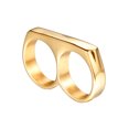 thumbnail image 1 of Two Finger Ring Geometric Alloy Handmade for Men in Black Steel Gold Size 7 8 9 10 11 12 13 Daily Wear Designs, 1 of 3