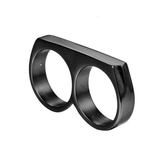 Two Finger Ring Geometric Alloy Handmade for Men in Black Steel Gold Size 7 8 9 10 11 12 13 Daily Wear Designs