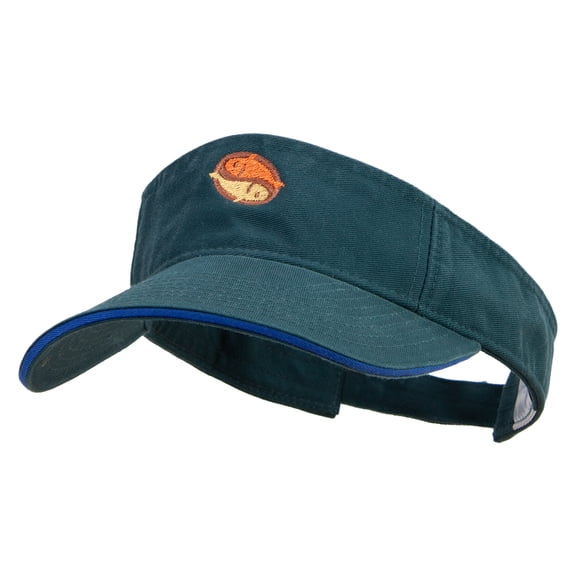 Two Fish Logo Embroidered Prostyle Cotton Twill Washed Visor - Dk Green Royal OSFM