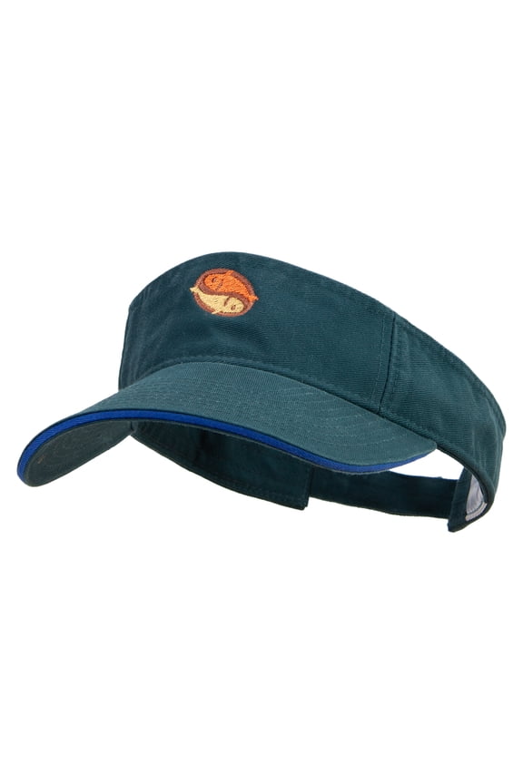 Two Fish Logo Embroidered Prostyle Cotton Twill Washed Visor - Dk Green Royal OSFM