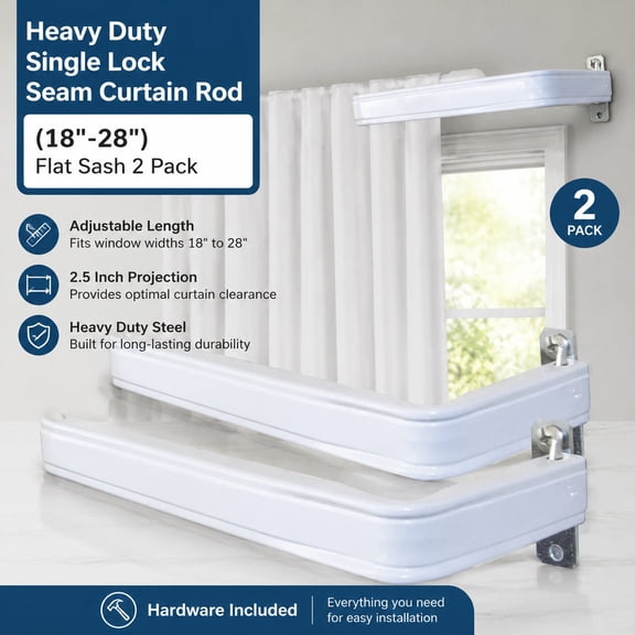 Two Flat Sash Rods for Top & Bottom Doors and Sidelights Adjustable 18" - 28" Window Lock Bars