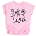 thumbnail image 1 of Two Floral 2nd Birthday Shirt for Toddler Girls Second Birthday Outfit Black on Pink Shirt 3T, 1 of 2