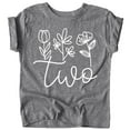 thumbnail image 1 of Two Floral 2nd Birthday Shirt for Toddler Girls Second Birthday Outfit Granite Heather Shirt 3T, 1 of 2