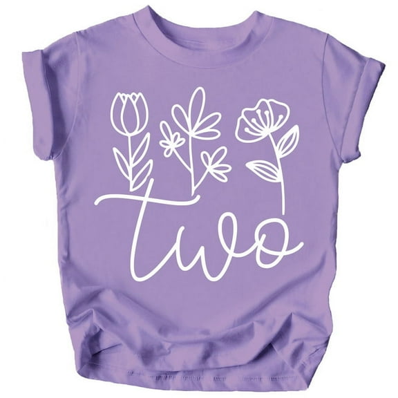 Two Floral 2nd Birthday Shirt for Toddler Girls Second Birthday Outfit Purple Shirt 3T