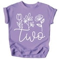 thumbnail image 1 of Two Floral 2nd Birthday Shirt for Toddler Girls Second Birthday Outfit Purple Shirt 4T, 1 of 2