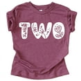 thumbnail image 1 of Two Floral Numbers Ages 1-7 Girl's 2nd Birthday Shirt Vintage Burgundy Shirt 2T, 1 of 2