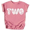 thumbnail image 1 of Two Floral Numbers Ages 1-7 Girl's 2nd Birthday Shirt White on Mauve Shirt 3T, 1 of 2