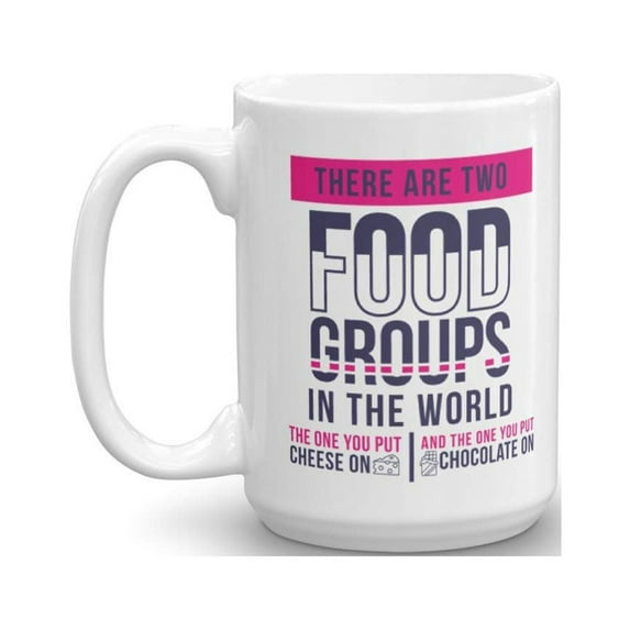 Two Food Groups In The World Funny Ketogenic Diet Plan Quotes Coffee & Tea Gift Mug, Stuff, Products, Supplies, Items And Gifts For A Chocolate Lover Keto Dieter & Dieting Cheese Lovers (15oz)