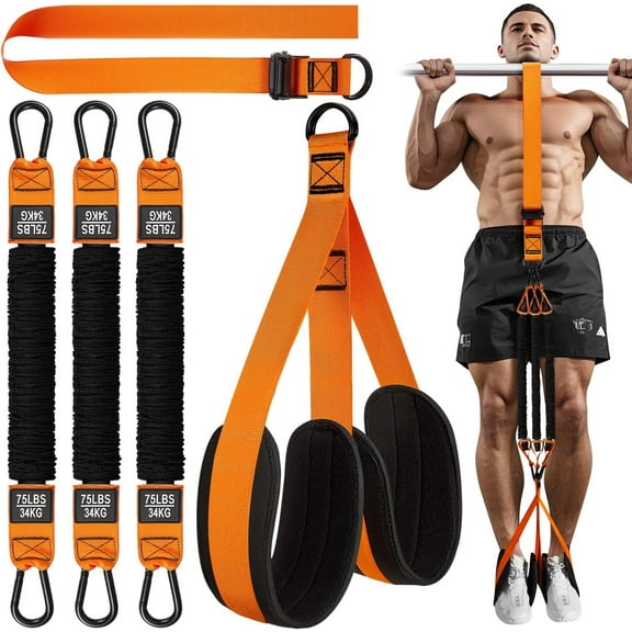 Two Foots Pull Up Assistance Bands, Heavy Duty Resistance Band for Pull Up Bar, Adjustable Weight/Size with Fabric Feet/Knee Rest, Bands for Pull Up Assist for Strength Training, Pull Up