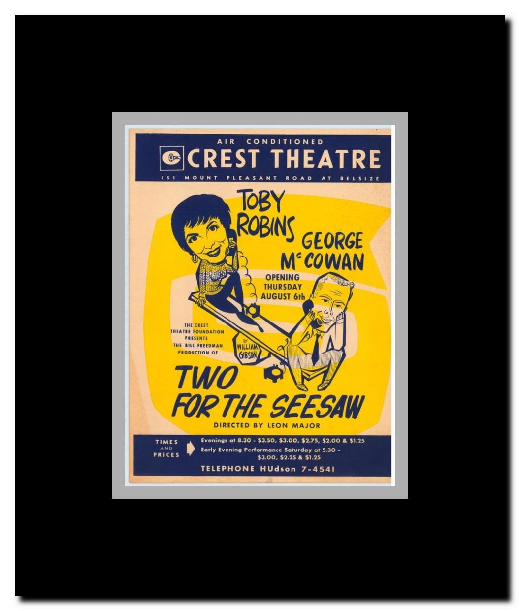 Two For the Seesaw (Play) Framed Movie Poster