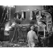 Two Foundry Workers Working in a Steel Foundry Poster Print - 18 x 24 in.