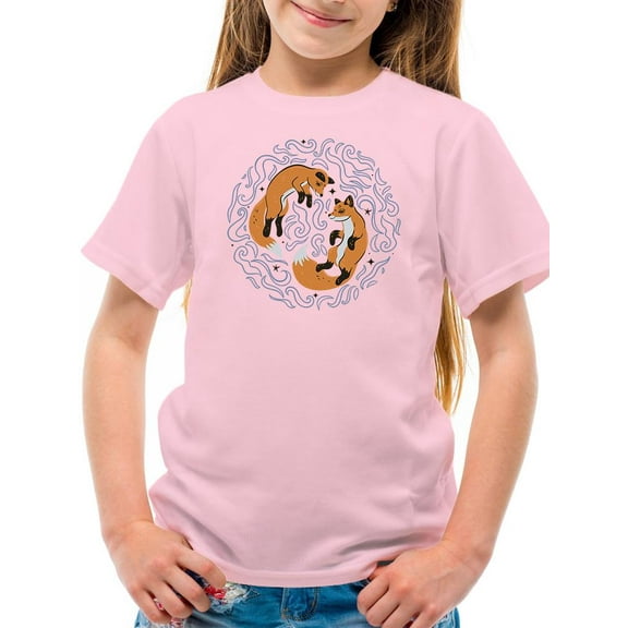 Two Foxes In Dreamy Mist T-Shirt Juniors -Image by Shutterstock, Medium