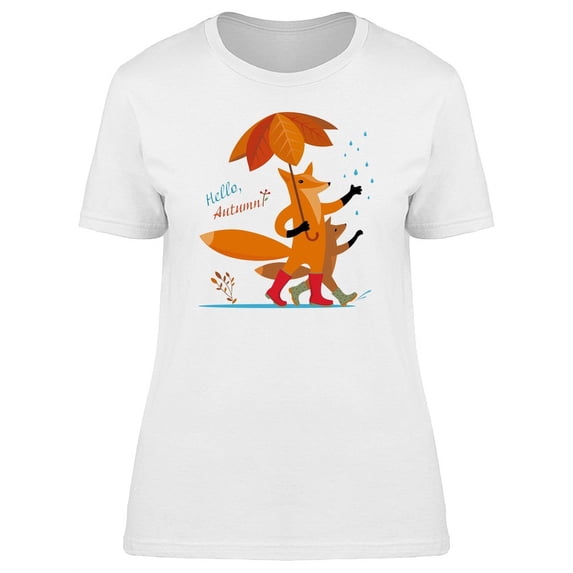 Two Foxes Under The Rain T-Shirt Women -Image by Shutterstock, Female Large