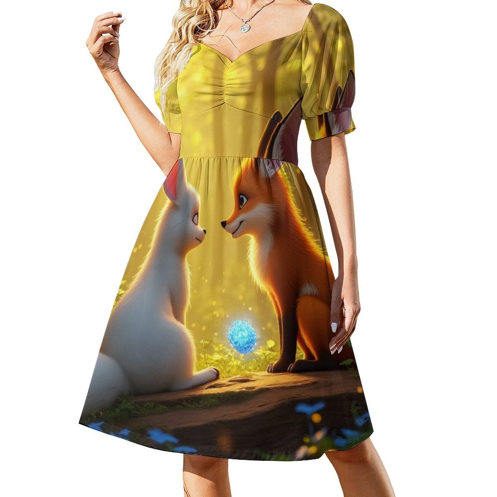 Two Foxes in A Magical Forest Summer Women's Dress 2025 Elegant Dresses ...
