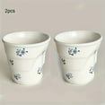 thumbnail image 1 of Two French Country Style Ceramic Mugs - Hand-kneaded vintage wrinkled coffee mugs, microwave and dishwasher safe, suitable for tea, matcha, juice, milk - hand-pleated for a rustic table setting (200m, 1 of 11