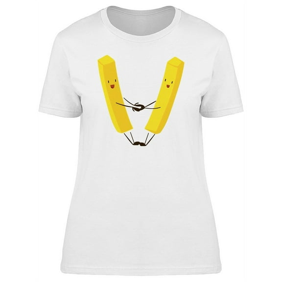 Two French Fries Holding Hands T-Shirt Women -Image by Shutterstock, Female Medium
