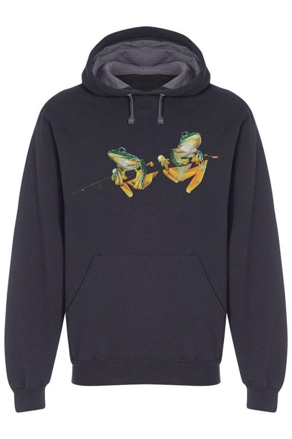 Two Frogs In A Stick Hoodie Men -Image by Shutterstock, Male Large
