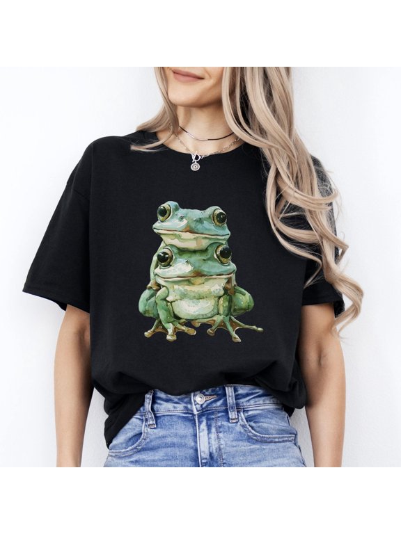 Two Frogs In Love Multiplication Season Black Navy Gift Celebration Style With Classic Appeal T-Shirt, Size S-5XL