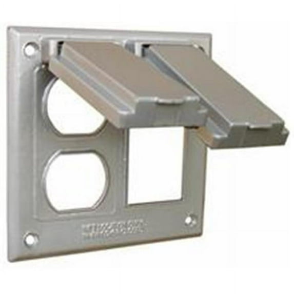 Two Gang Weatherproof Covers - 1GFCI And 1Duplex Receptacle Gray